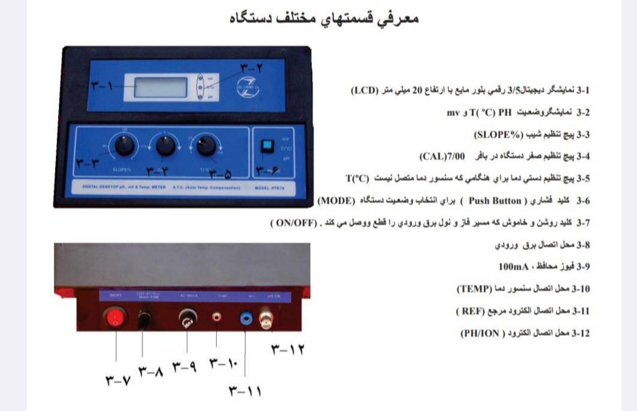 Ph متر رومیزی با الکترود و محلول مربوطه کمپانی ایرانی